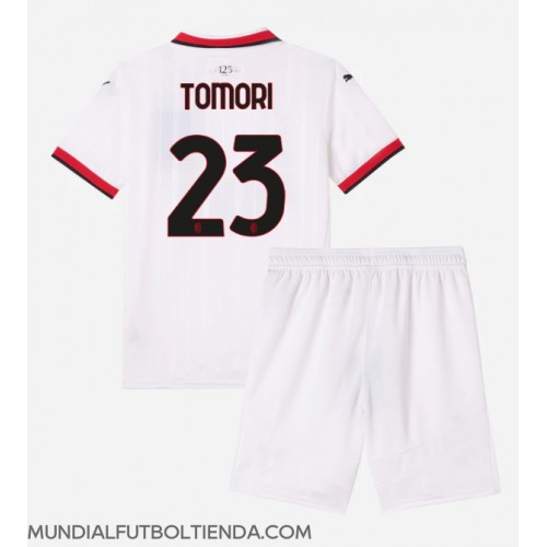 Camiseta AC Milan Fikayo Tomori #23 Segunda Equipación Replica 2024-25 para niños mangas cortas (+ Pantalones cortos)